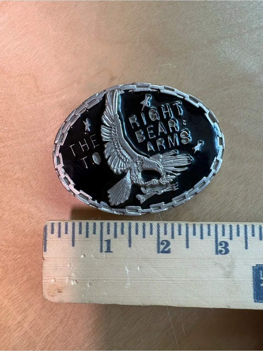 The Right To Bear Arms 2nd Amendment Gun Rights Vintage Metal Belt Buckle Eagle